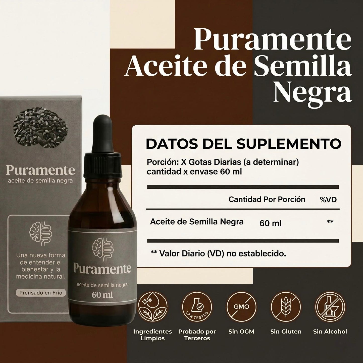 Aceite de semilla negra premium Puramente